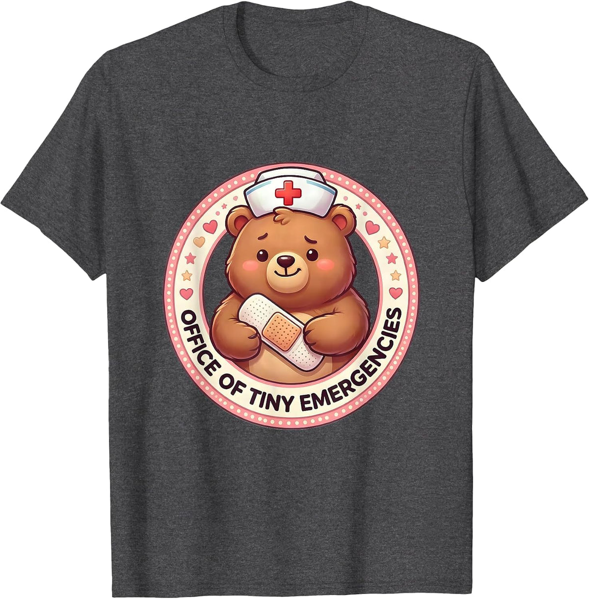 Men's Office of Tiny Emergencies School Nurse Design T-Shirt - Dark Heather Grey
