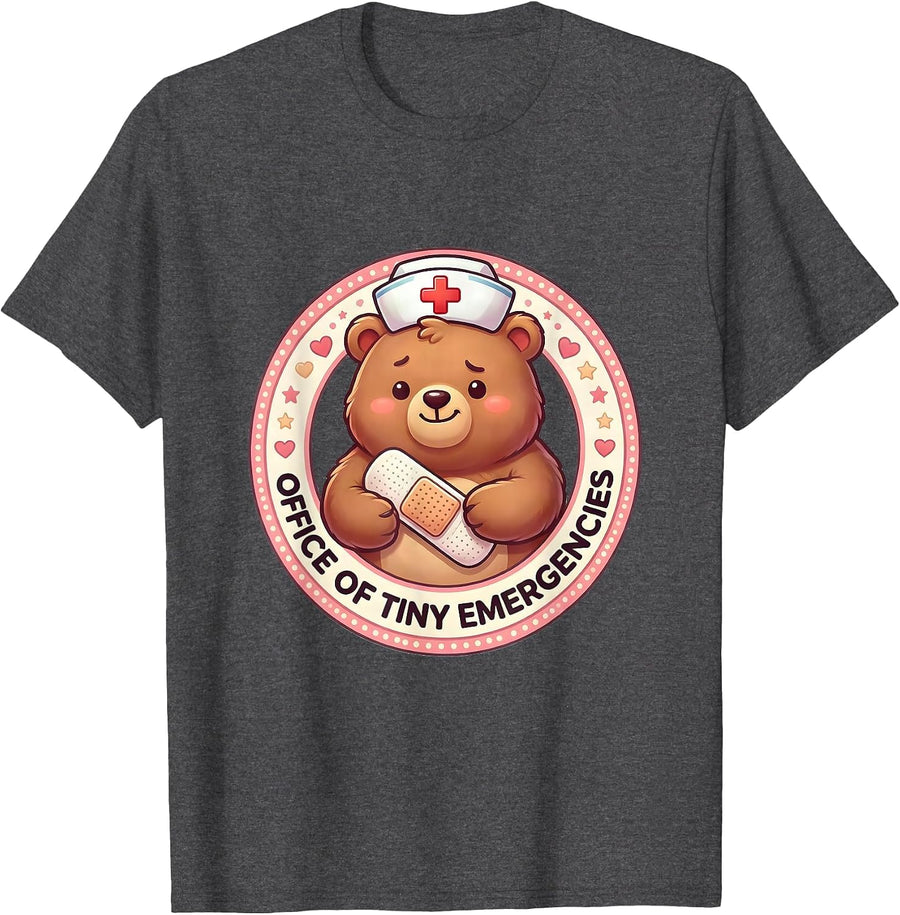 Men's Office of Tiny Emergencies School Nurse Design T-Shirt - Dark Heather Grey