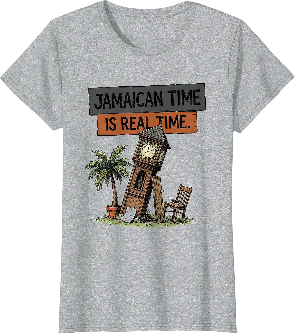 Jamaican Time Is Real Time Vintage Jamaica National Pride T-Shirt - Heather Grey