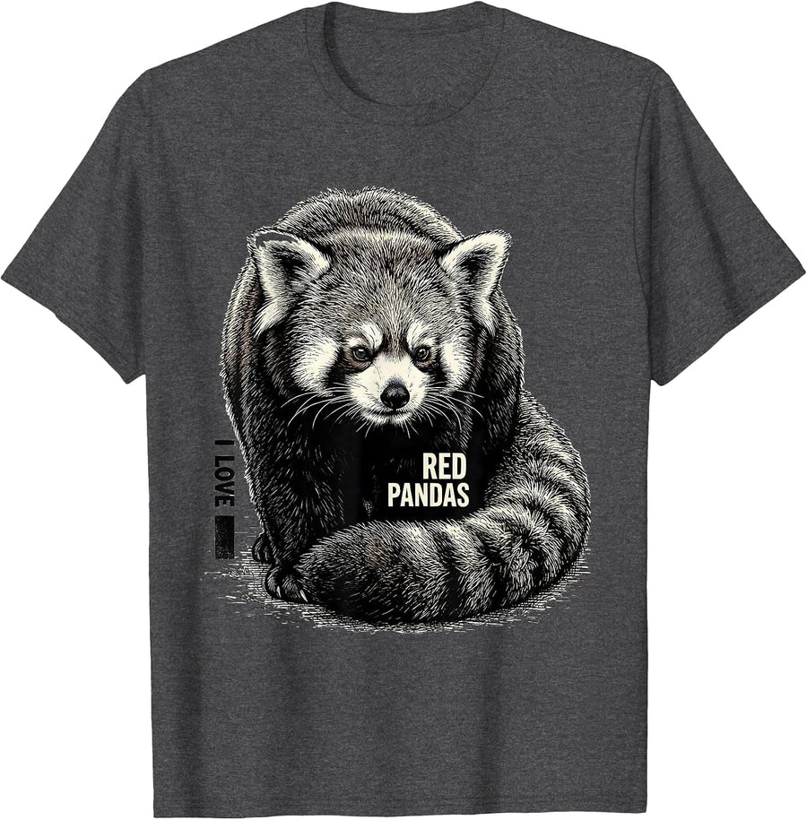 Men's I Love Red Pandas Cute Panda Lover Animal Enthusiast Gift T-Shirt - Dark Heather Grey