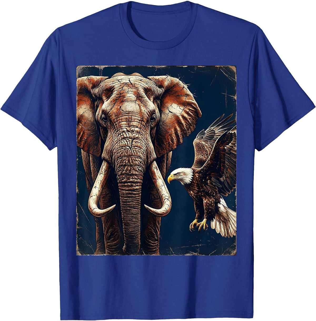 Men's Republican Elephant and Bald Eagle Patriotic Design T-Shirt - Royal Blue