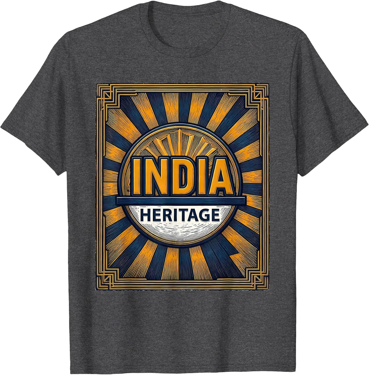 INDIA HERITAGE Bold Vintage National Pride Heritage T-Shirt - Dark Heather Grey