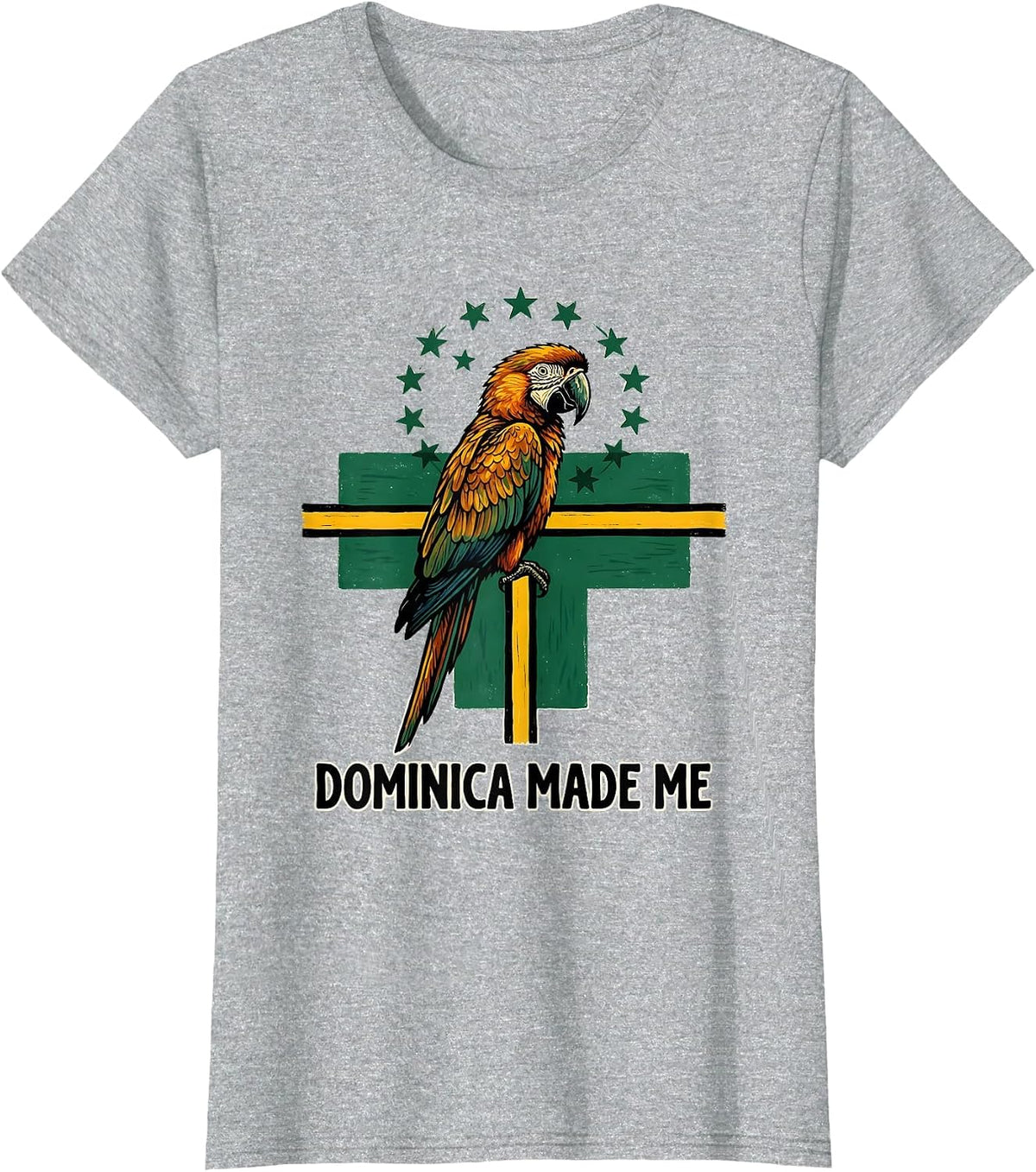 Dominica Made Me Folk Art Caribbean Pride Independence Day T-Shirt - Heather Grey