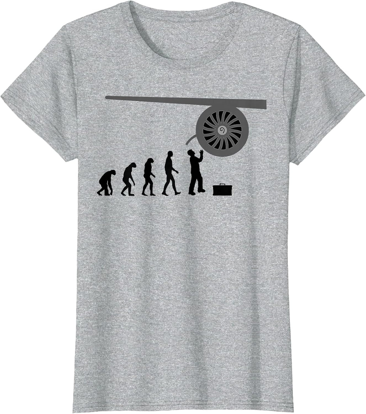 Jet Engine Picture Tee Airplane Mechanic Technician T-Shirt - Heather Grey