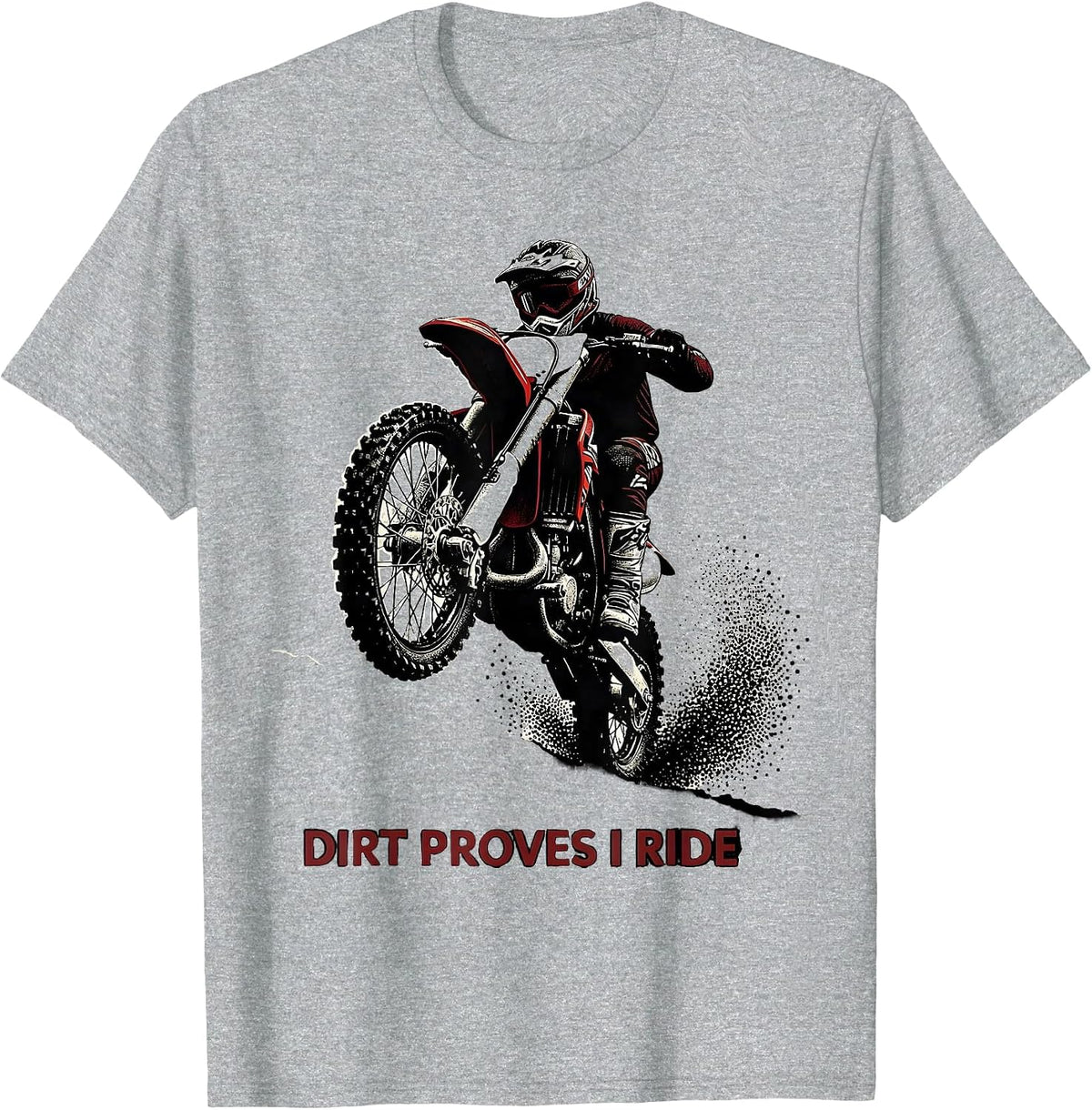 Men's Dirt Proves I Ride Blackwork Dotwork Motocross Rider Dirt T-Shirt - Heather Grey