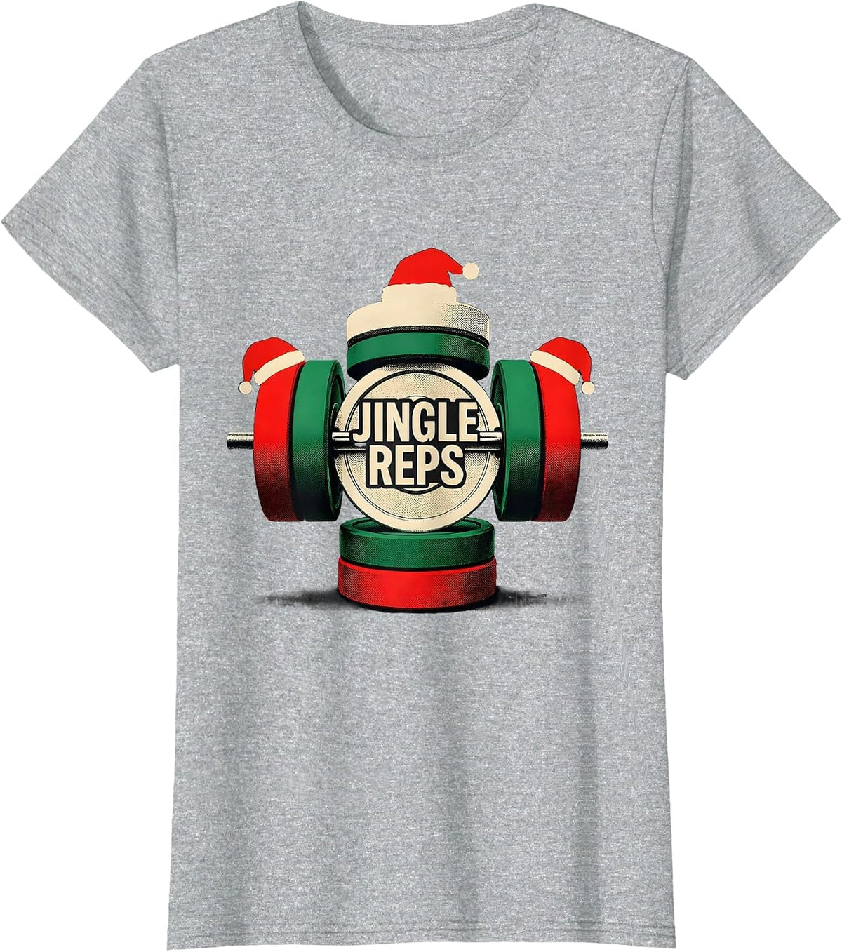 Women's Jingle Reps Funny Christmas Gym Weightlifting Fitness Gift T-Shirt - Heather Grey