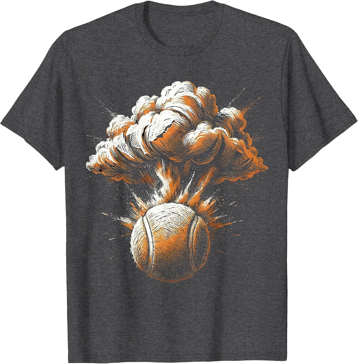 Tennis Ball Chalk Dust Explosion Graphic Tee T-Shirt - Dark Heather Grey
