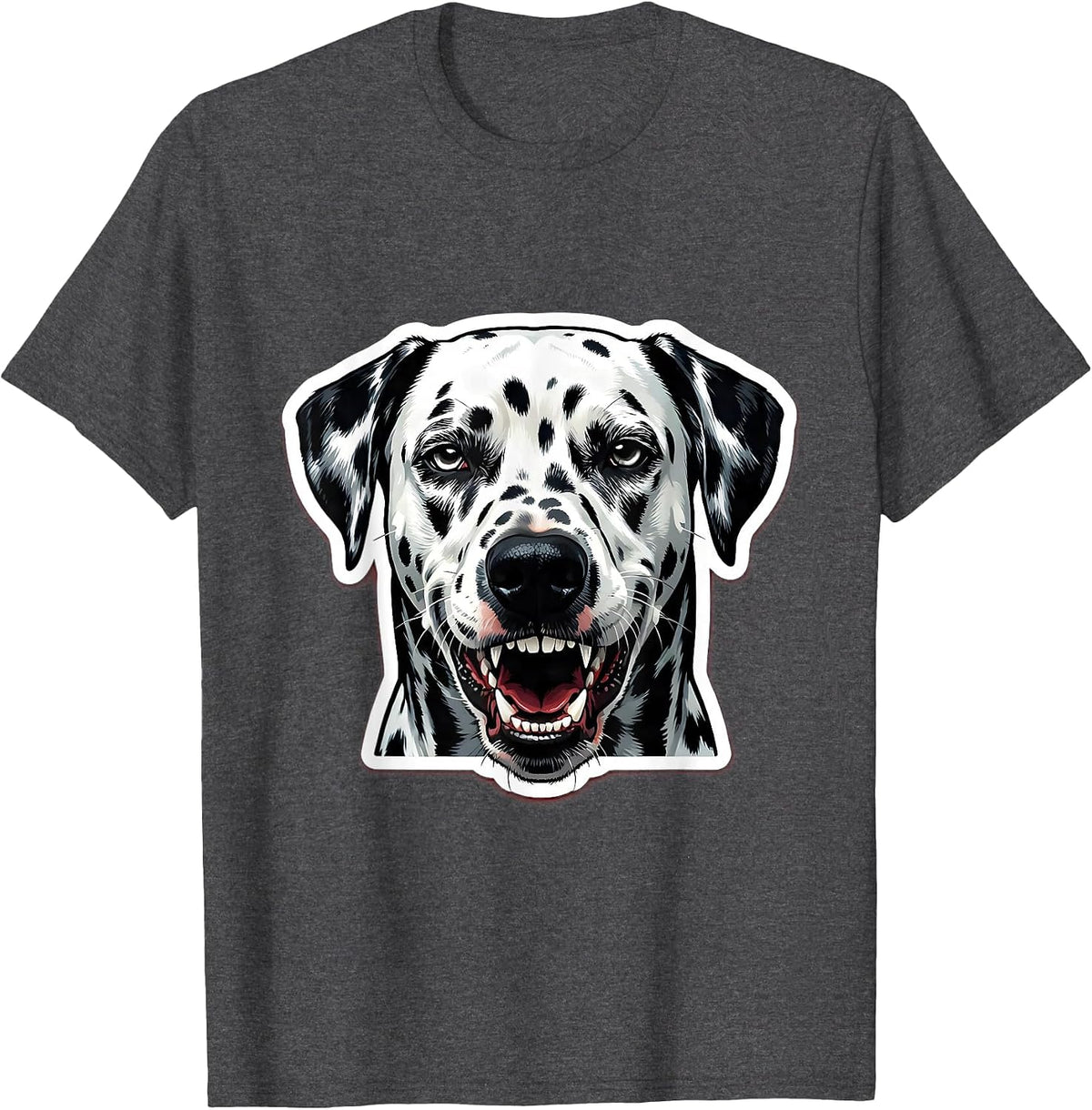 Men's Fierce Dalmatian Snarling Bold Spot Shadow Graphic T-Shirt - Dark Heather Grey