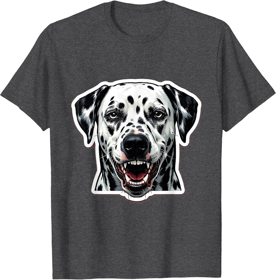 Men's Fierce Dalmatian Snarling Bold Spot Shadow Graphic T-Shirt - Dark Heather Grey