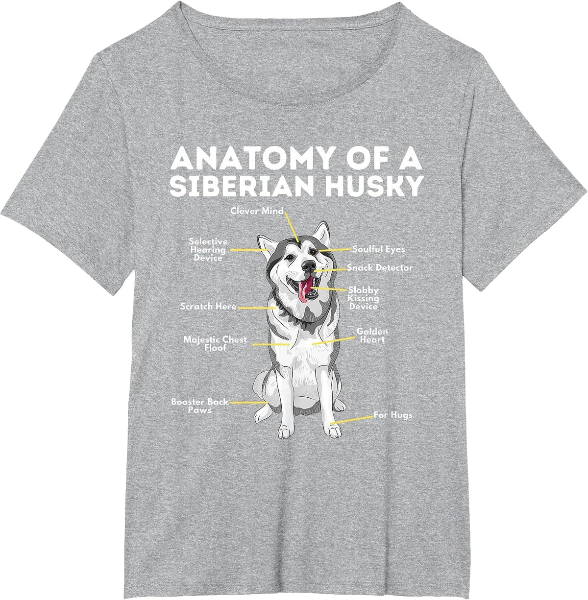 Anatomy of A Siberian Husky - Funny Sibe Owner Dog Lover T-Shirt - Heather Grey