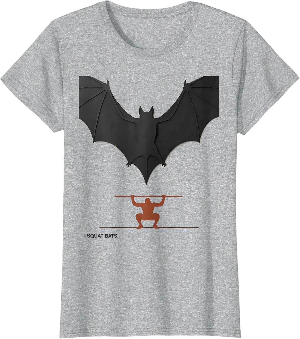 Women's I Squat Bats Funny Halloween Gym Workout Bat Lover Humor T-Shirt - Heather Grey