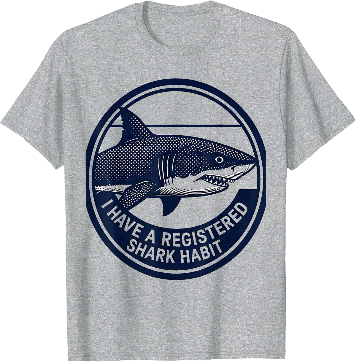 Men's I Have A Registered Shark Habit Funny Shark Lover Ocean T-Shirt - Heather Grey