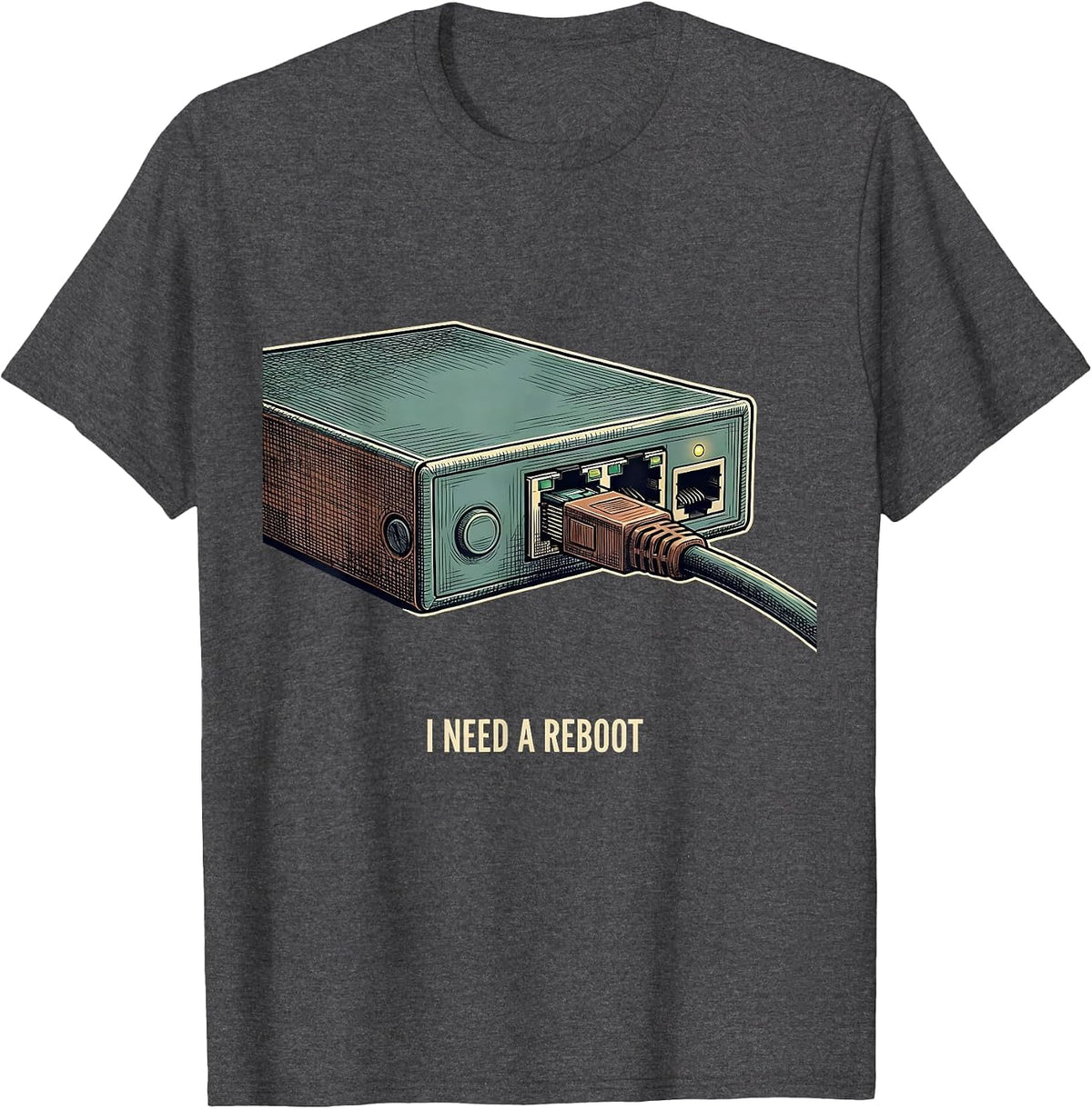 Men's I NEED A REBOOT Vintage Sarcastic Skilled Trades Tech Worker T-Shirt - Dark Heather Grey