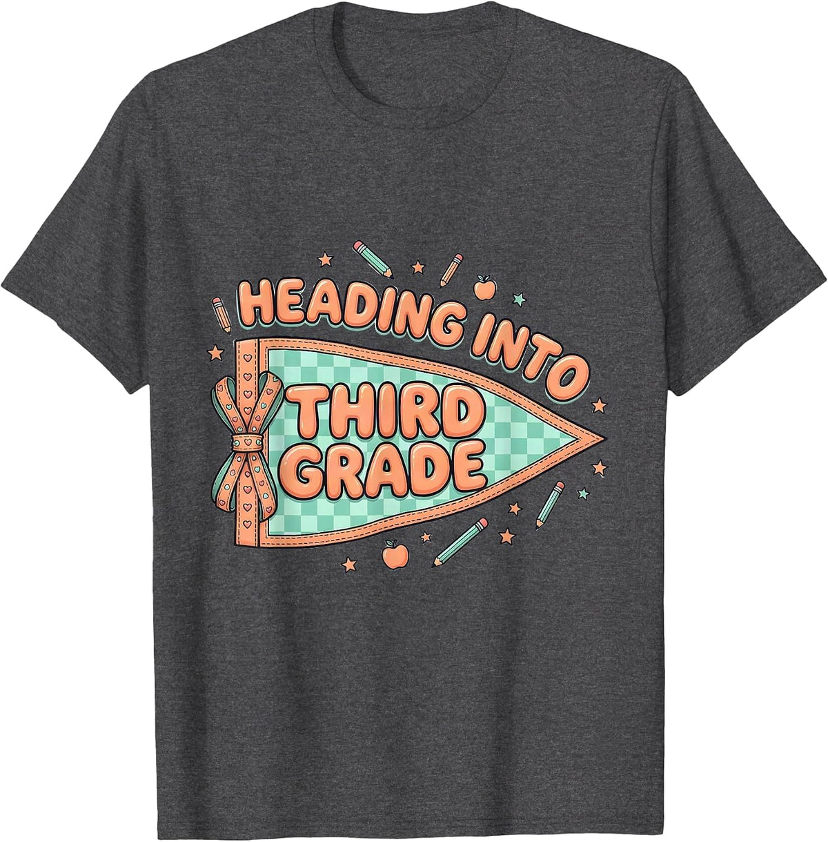Heading Into Third Grade Girls Back To School Third Grade T-Shirt - Dark Heather Grey