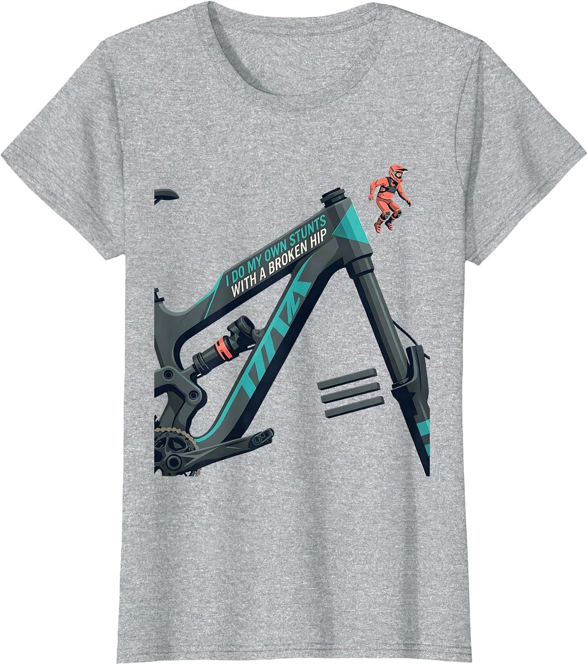 I Do My Own Stunts With A Broken Hip Funny Injury Humor T-Shirt - Heather Grey