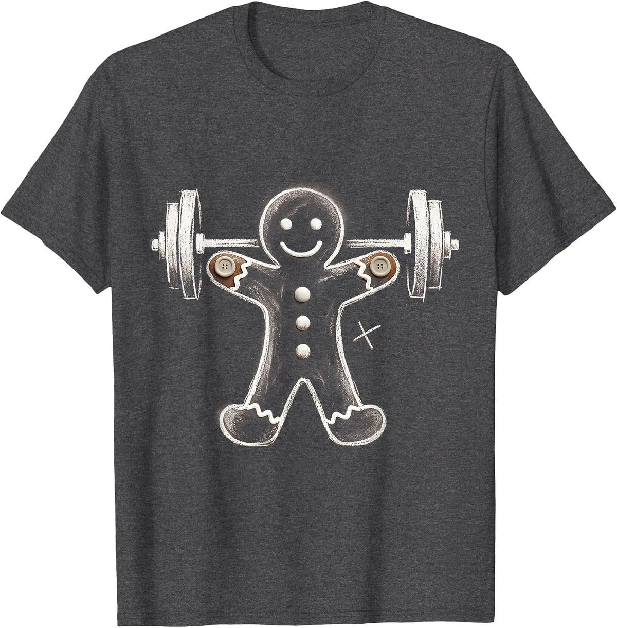 Men's Gingerbread Man Gym Fitness Humor Christmas Workout T-Shirt - Dark Heather Grey