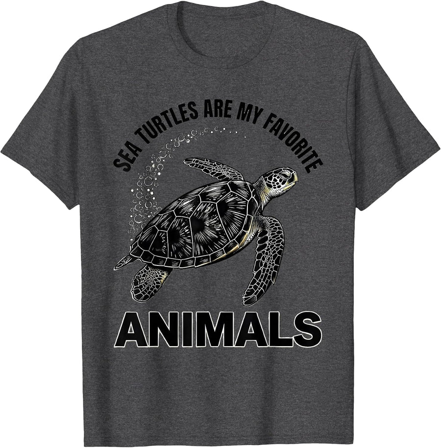 Men's Sea Turtles Are My Favorite Animals Cute Ocean Animal Lover T-Shirt - Dark Heather Grey
