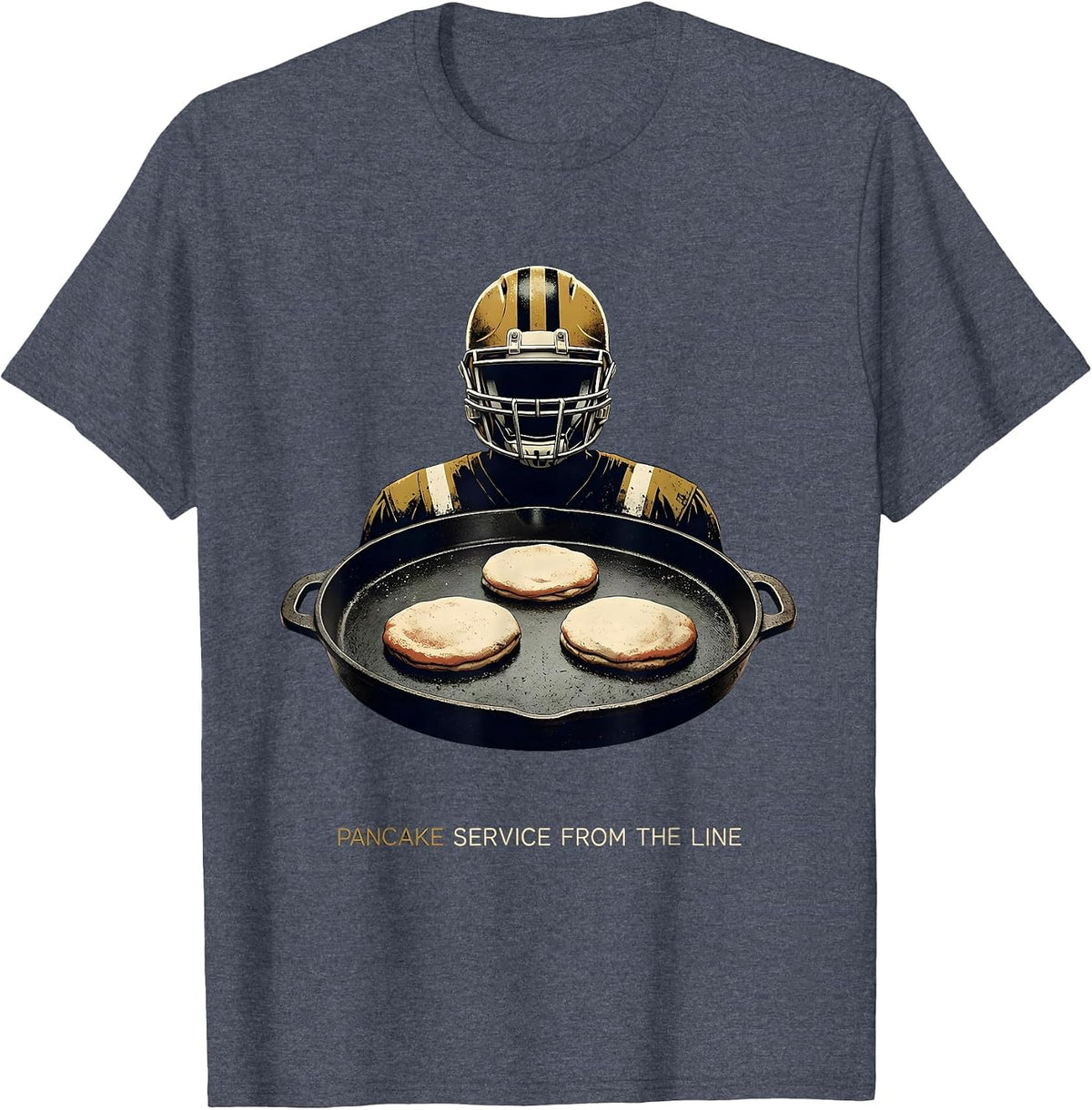 Pancake Service From The Line Funny Football Lineman Hero T-Shirt - Heather Blue