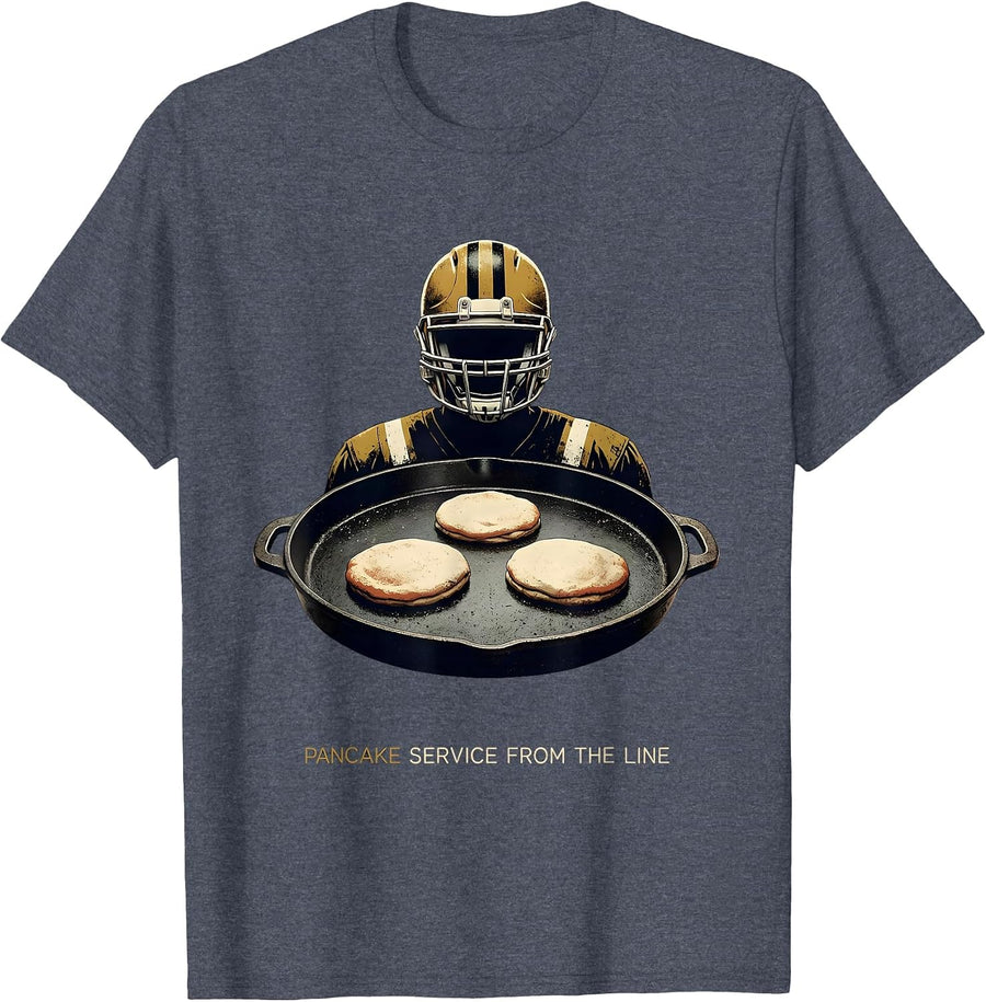 Pancake Service From The Line Funny Football Lineman Hero T-Shirt - Heather Blue
