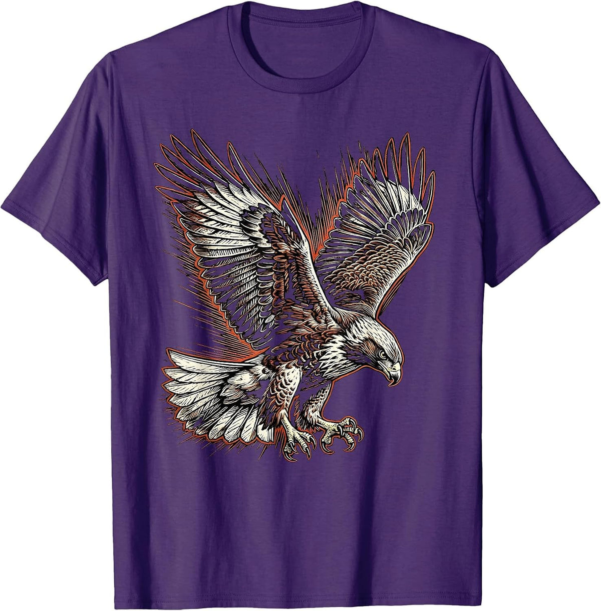 Japanese Hawk Diving Talons Extended Graphic T-Shirt - Purple