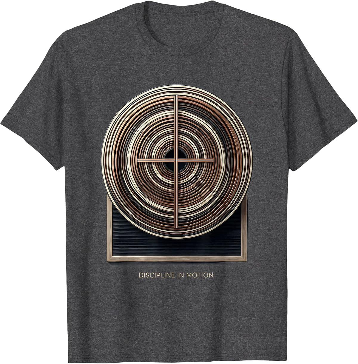 Discipline In Motion Geometric Christian Gym Faith Fitness T-Shirt - Dark Heather Grey