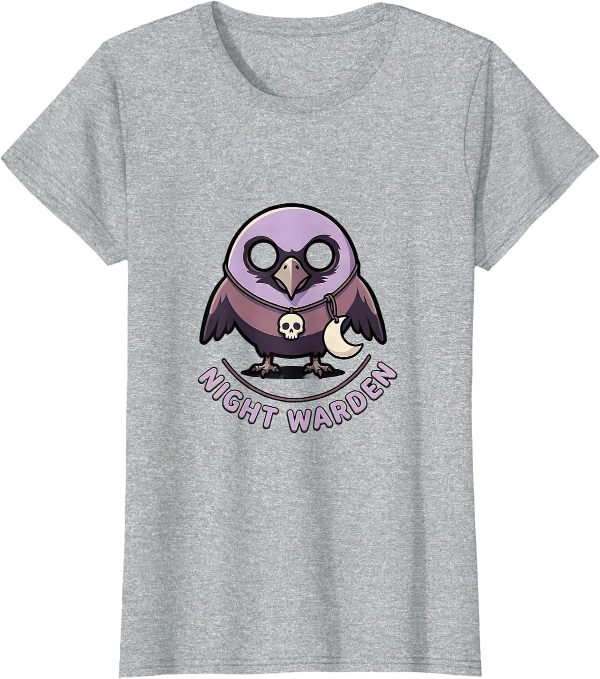 Night Warden Horror Pastel Goth Kawaii Cute Raven T-Shirt - Heather Grey