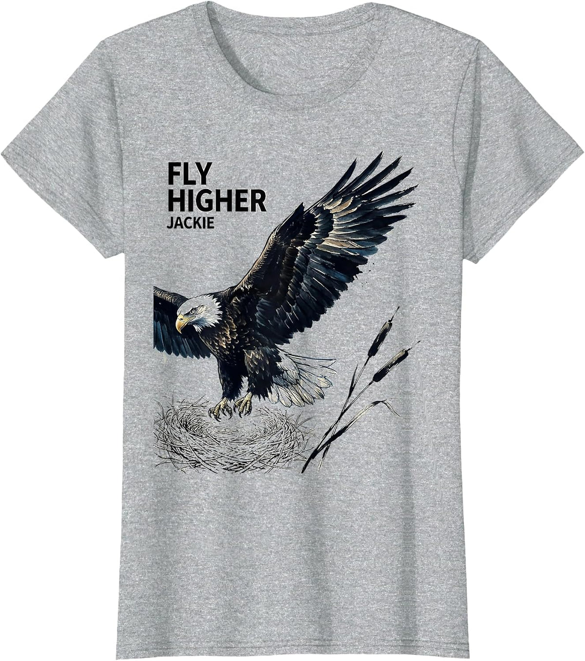 Fly Higher, Jackie Memorial Tribute Bald Eagle Wildlife T-Shirt - Heather Grey