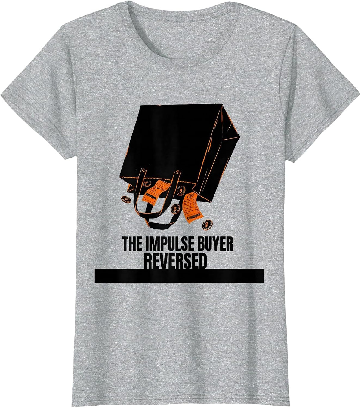 The Impulse Buyer, Reversed Brutalist Graphic Gothic Tarot T-Shirt - Heather Grey