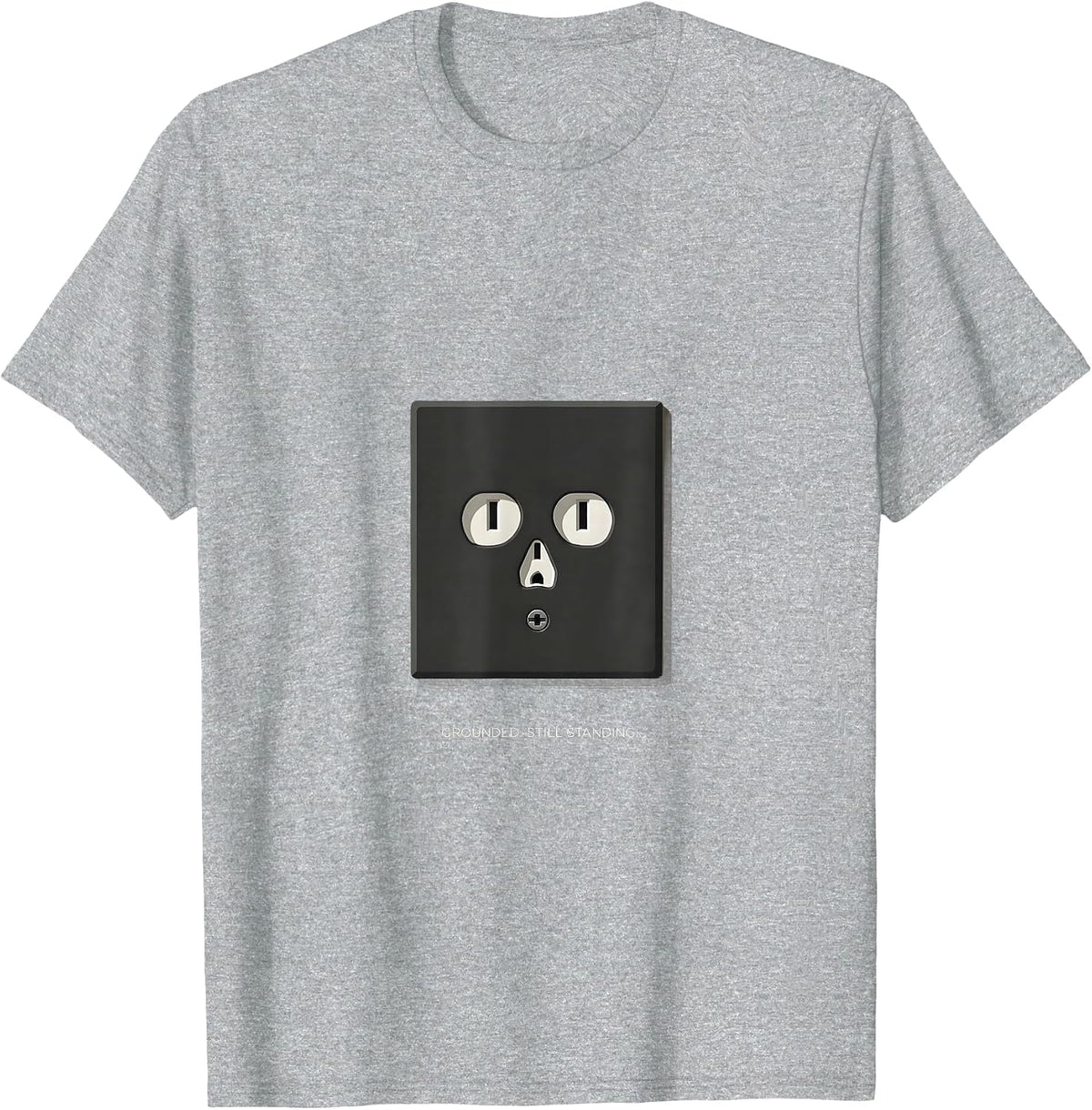 Men's Grounded Still Standing Funny Electrician Skeleton Humor T-Shirt - Heather Grey