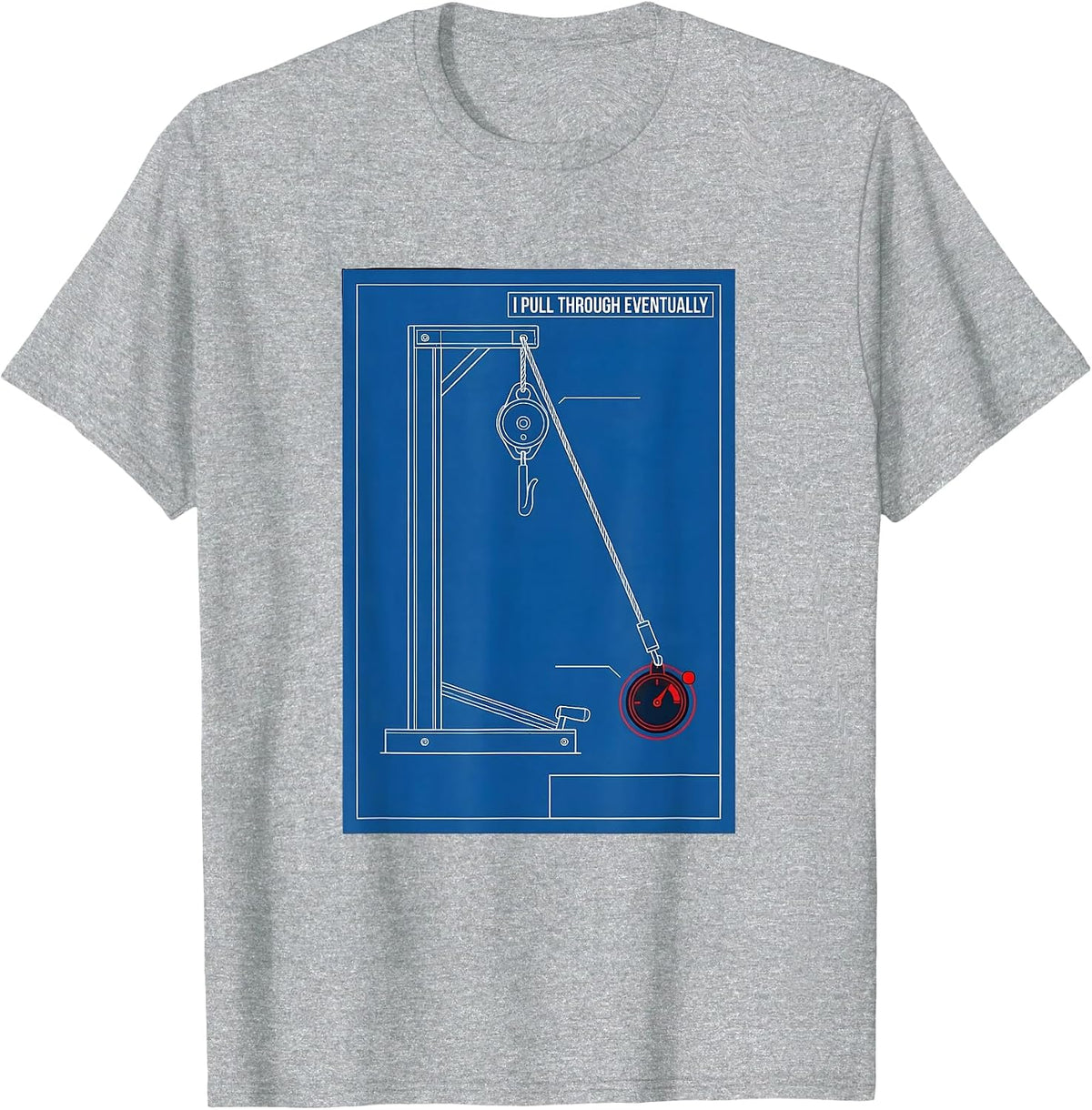 Men's I Pull Through Eventually Funny Gym Weightlifting Workout T-Shirt - Heather Grey