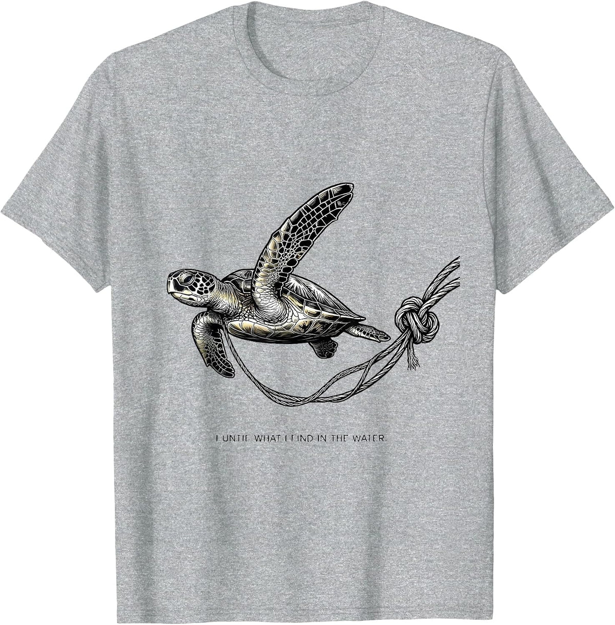 Men's I Untie What I Find In The Water Funny Sea Turtle Ocean T-Shirt - Heather Grey
