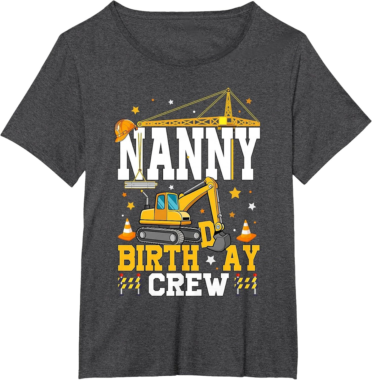 Nanny Birthday Crew Construction Birthday Party T-Shirt - Dark Heather Grey
