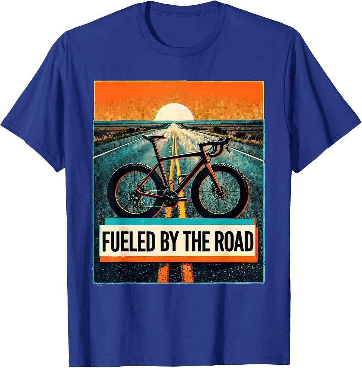 Fueled by the Road Cycling Bike Design T-Shirt - Royal Blue