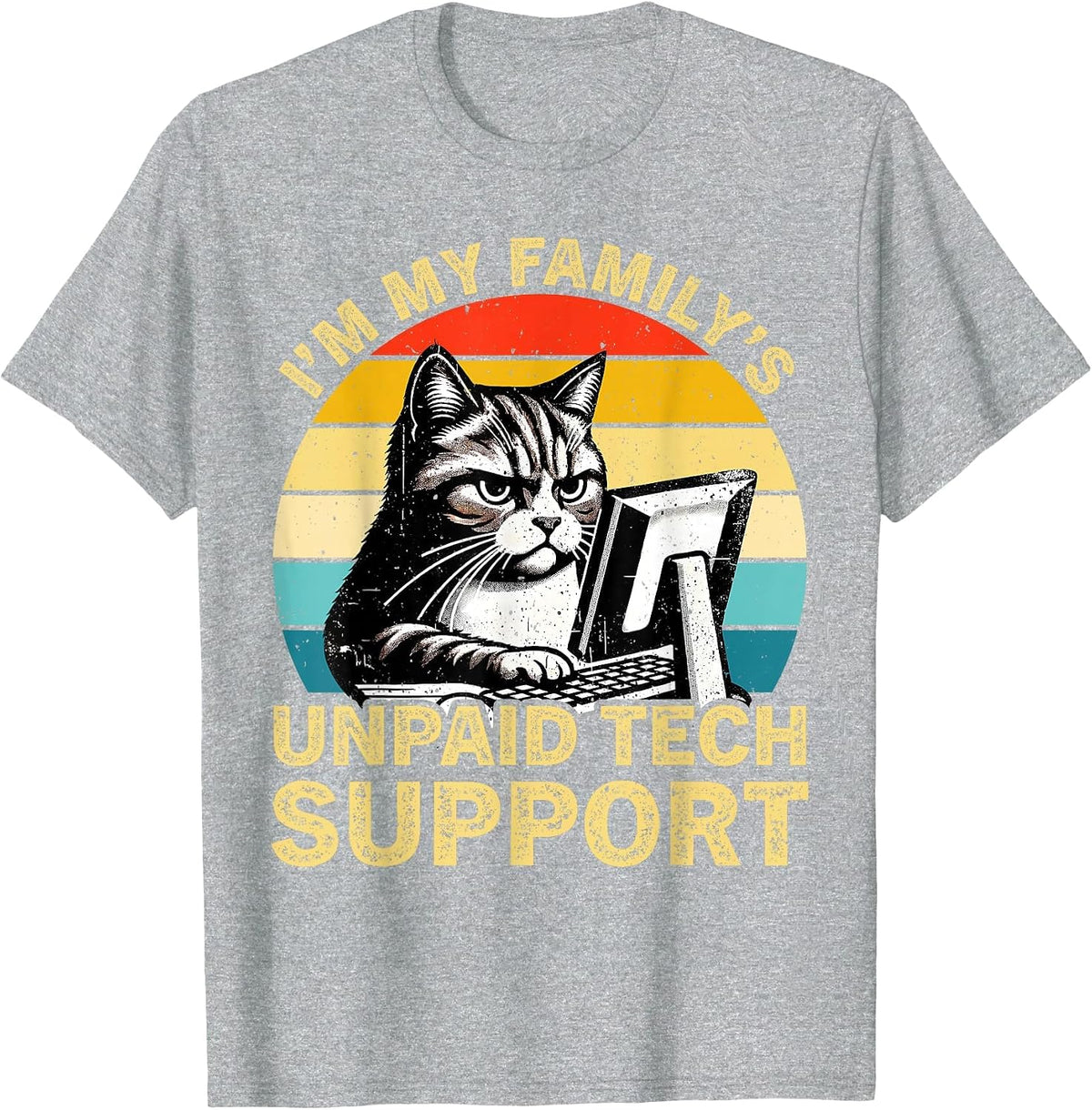 I'm My Family's Unpaid Tech Support Retro Computer Engineer T-Shirt - Heather Grey