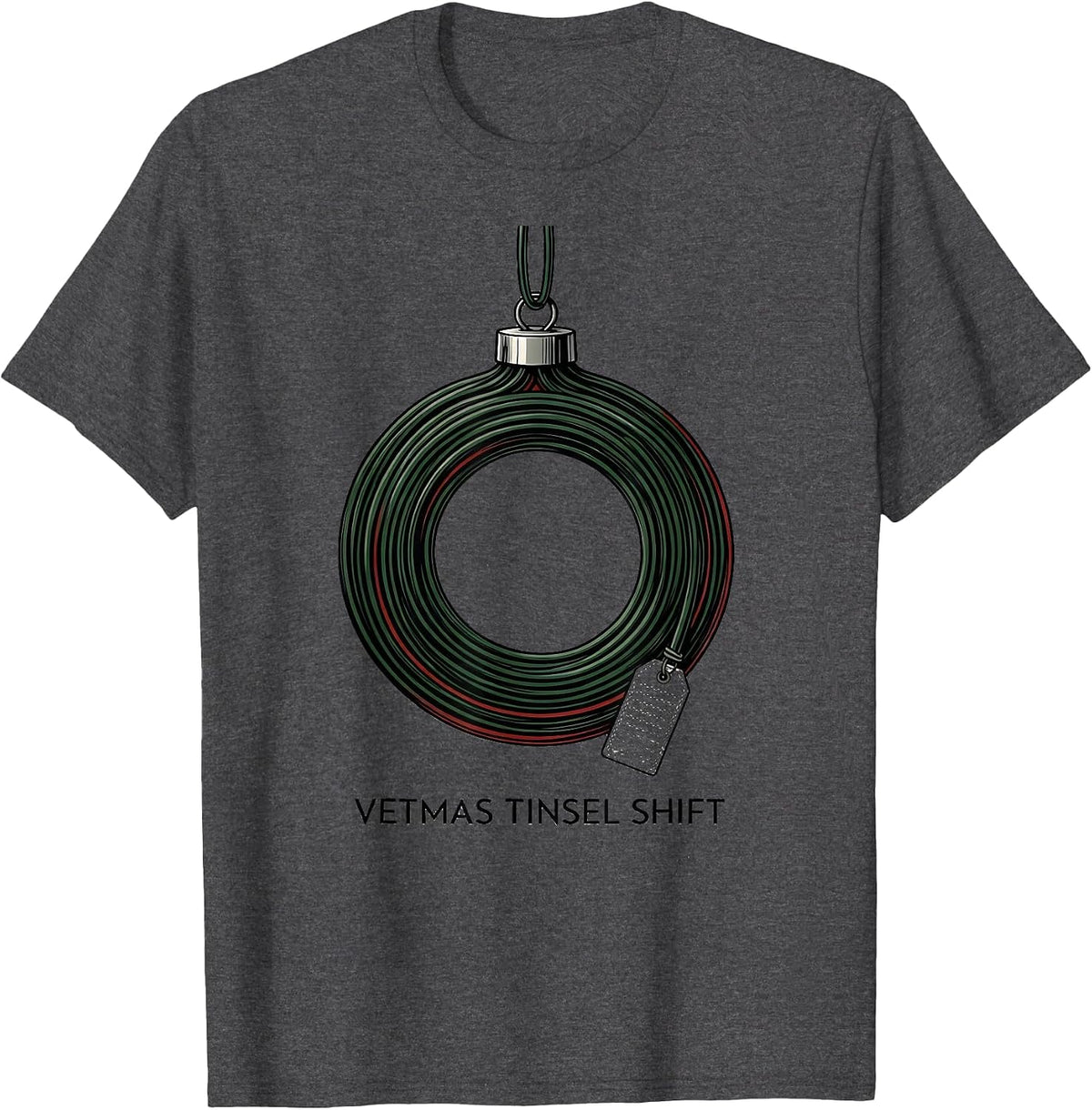 Vetmas Tinsel Shift Funny Veterinarian Christmas Vet Tech T-Shirt, Men, Dark Heather Grey, XX-Large - As Pictured