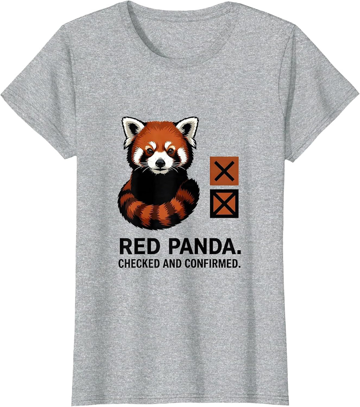 Red Panda Checked And Confirmed Funny Animal Lover Humor T-Shirt - Heather Grey