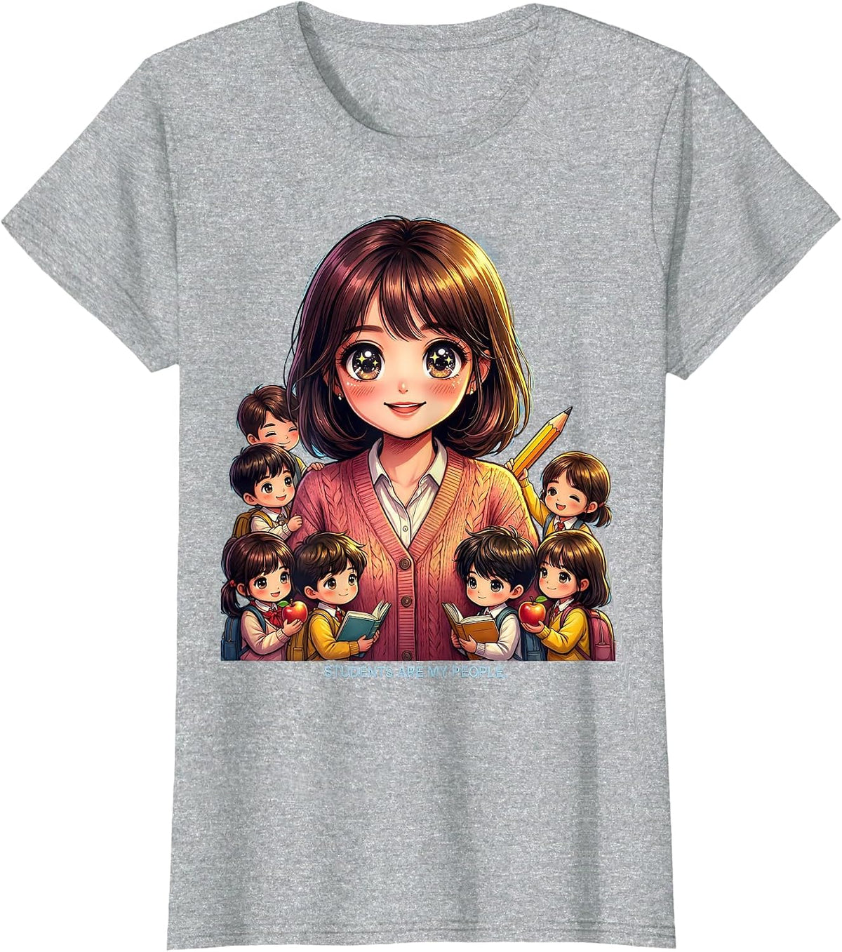 Students Are My People Elementary Teacher Design T-Shirt - Heather Grey