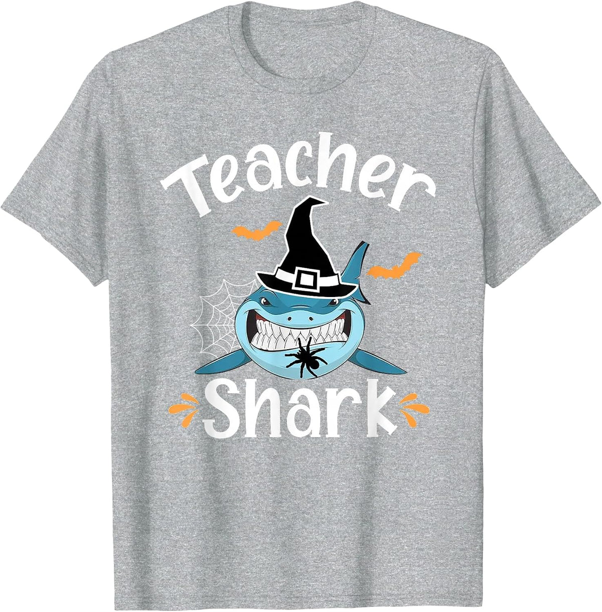 Teacher Shark Funny Halloween T-Shirt - Heather Grey