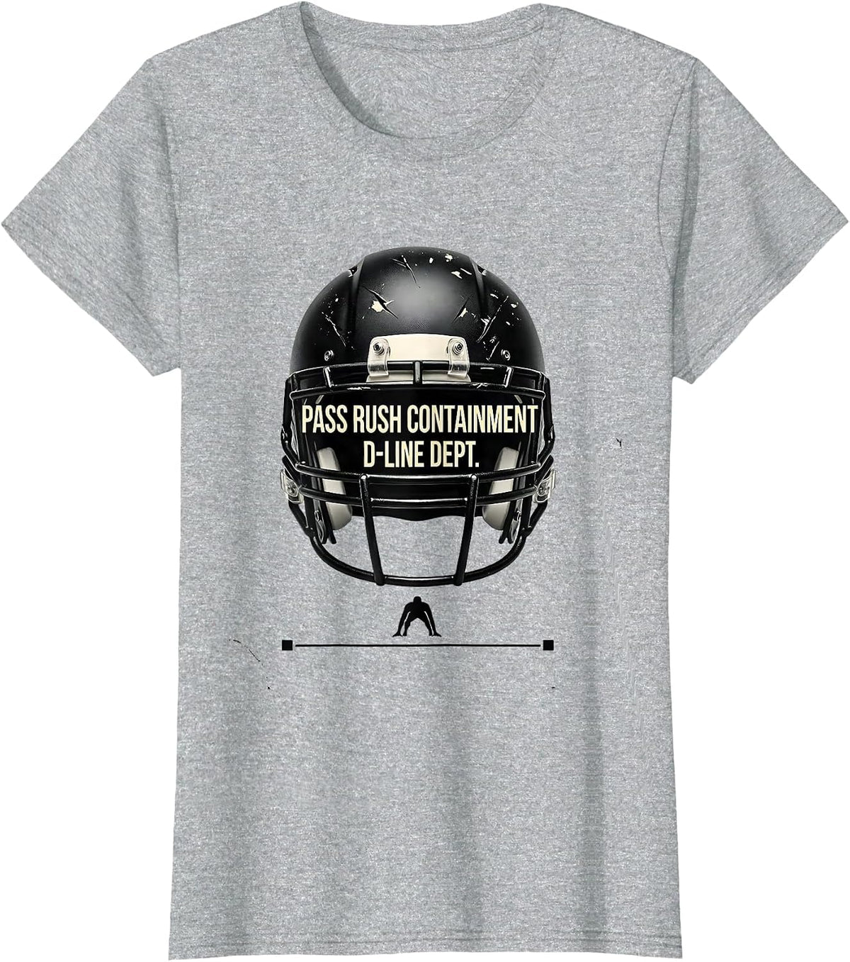 Pass Rush Containment — D-Line Dept. Funny Football Lineman T-Shirt - Heather Grey