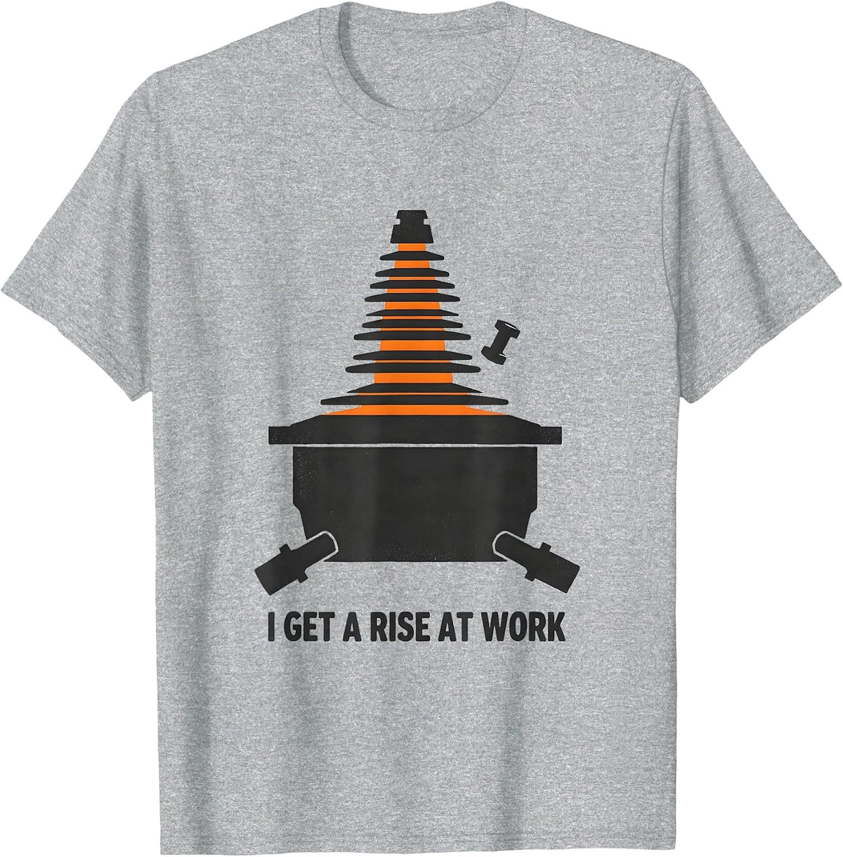 Men's I Get A Rise At Work Funny Electrician Skeleton Lineman Gift T-Shirt - Heather Grey