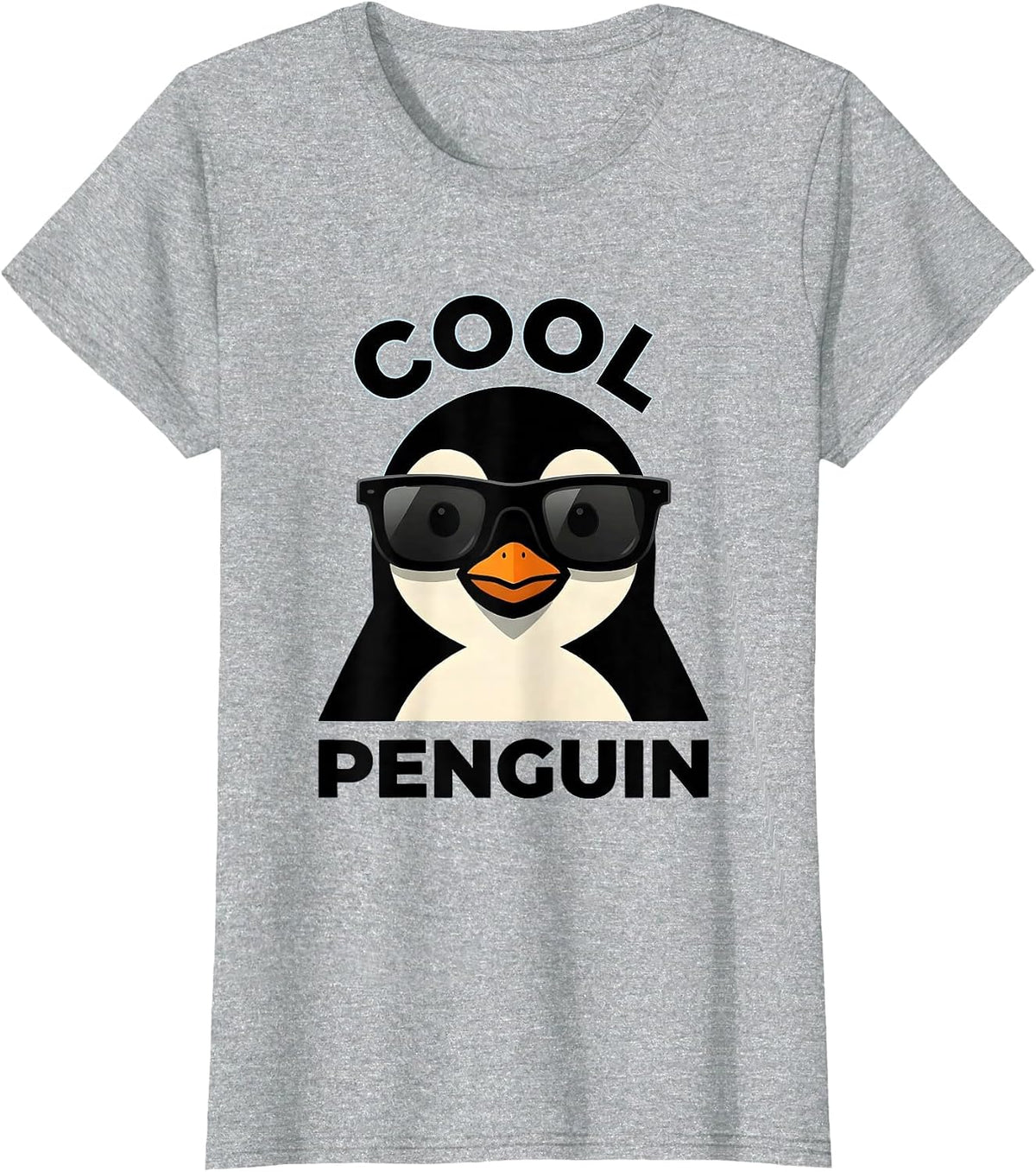 Women's Cool Penguin Mascot Logo Funny Animal Humor Novelty T-Shirt - Heather Grey