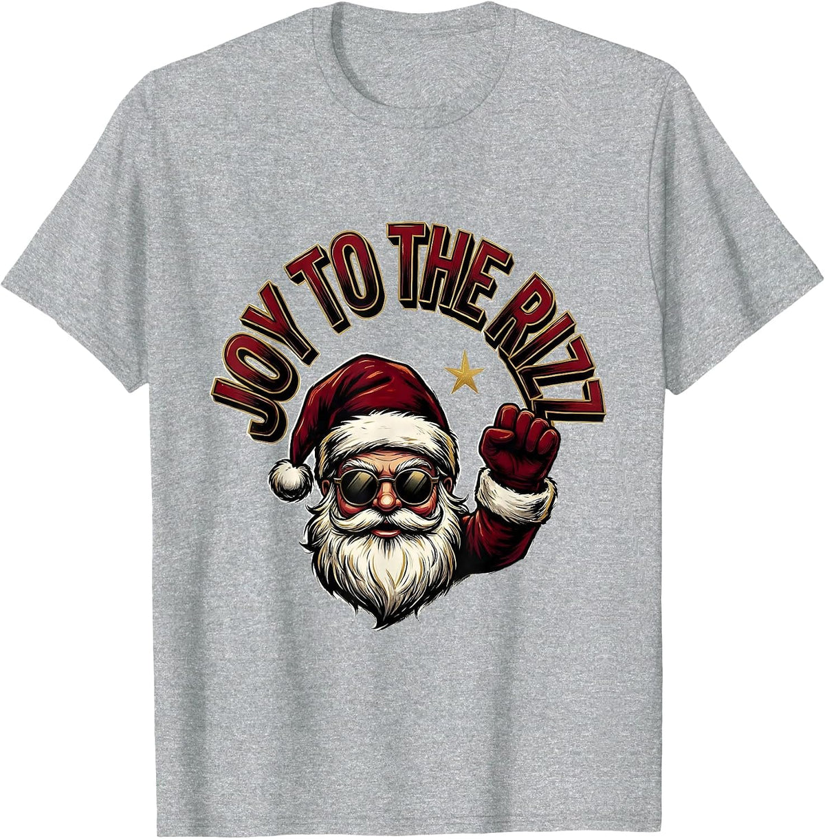 Men's Joy To The Rizz Sign Painter Showcard Funny Christmas T-Shirt - Heather Grey