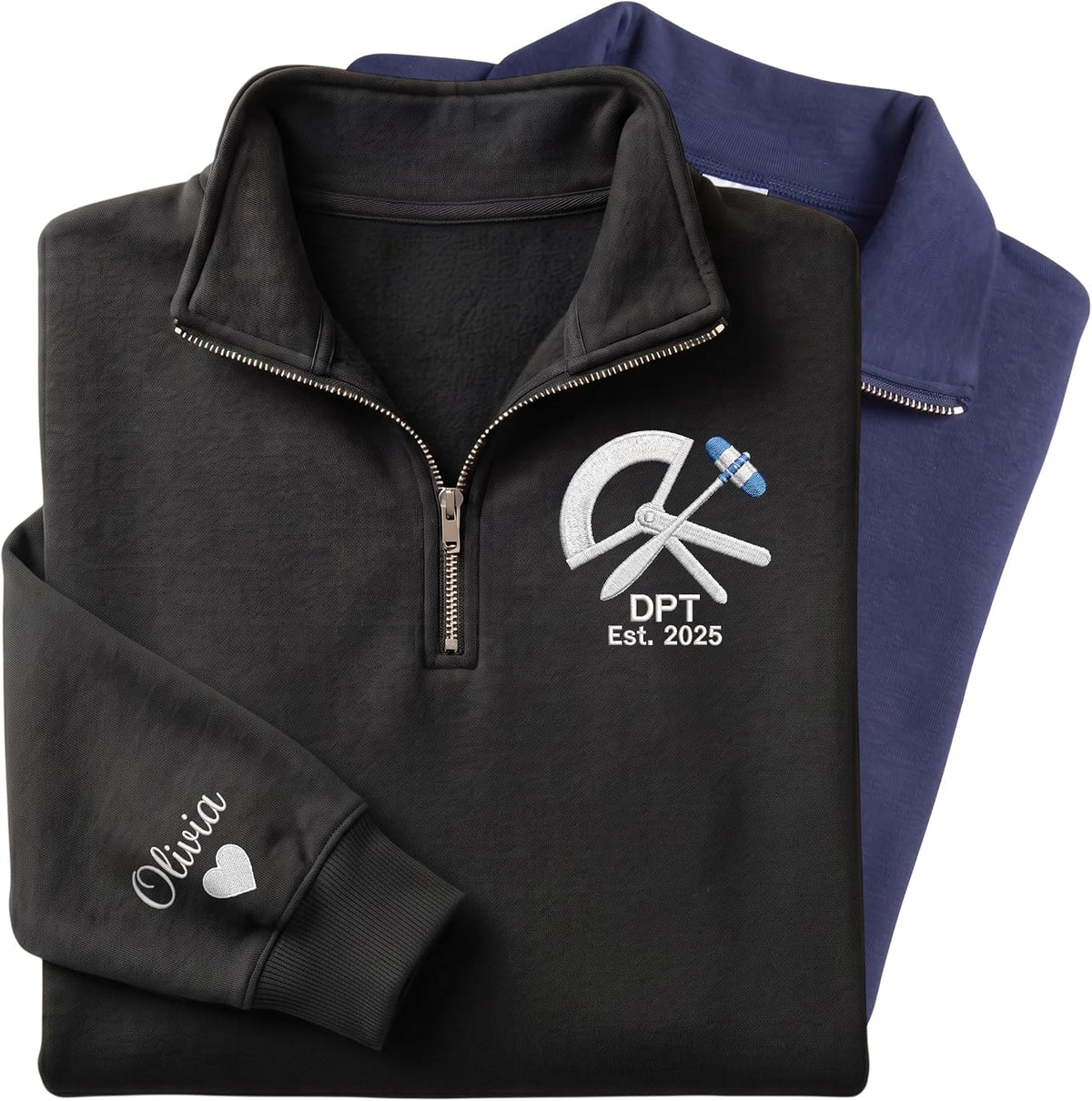 GABITA Custom Physical Therapist Embroidered Zip Sweatshirt, Name On Sleeve - S2