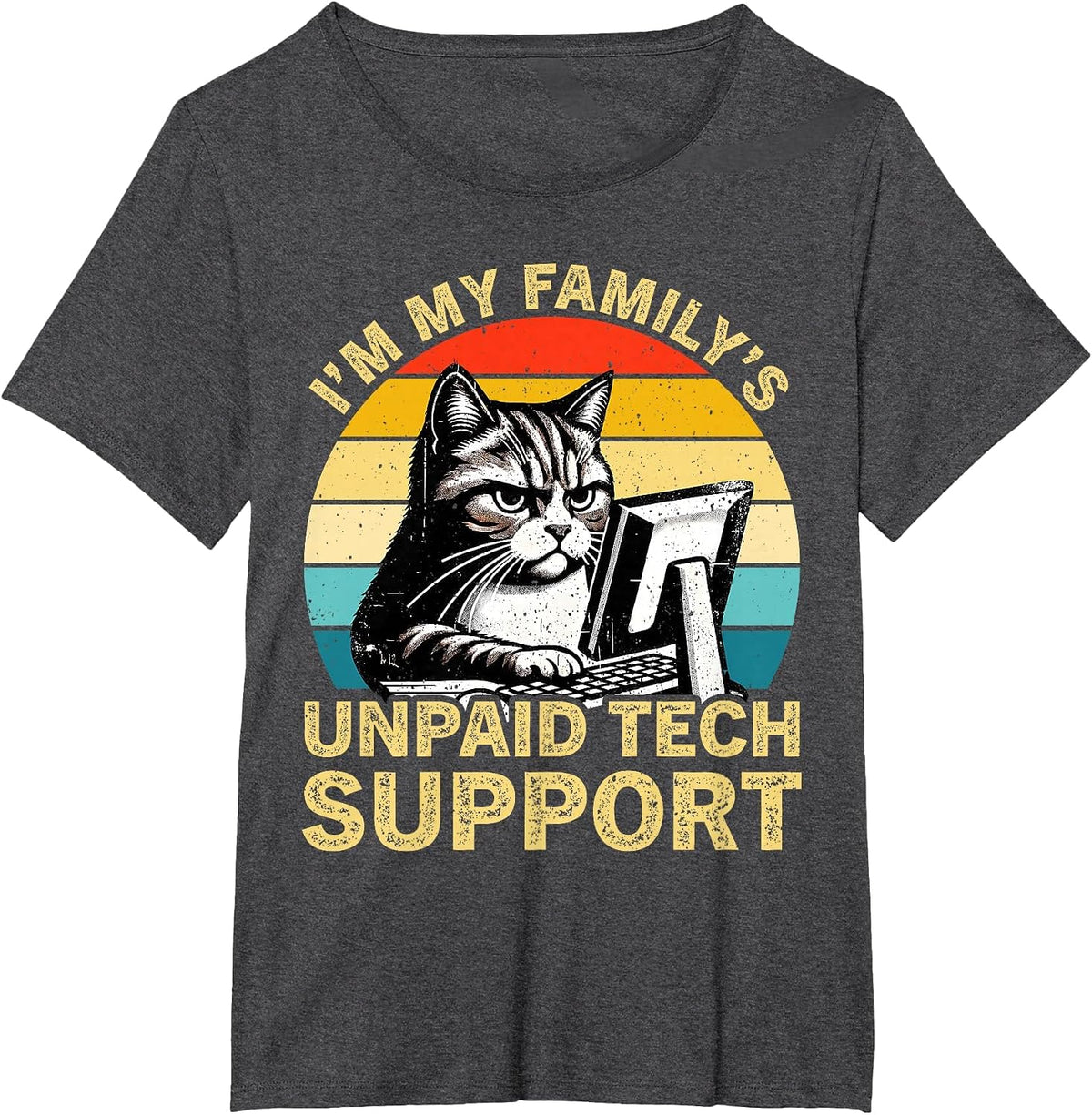 I'm My Family's Unpaid Tech Support Retro Computer Engineer T-Shirt - Dark Heather Grey