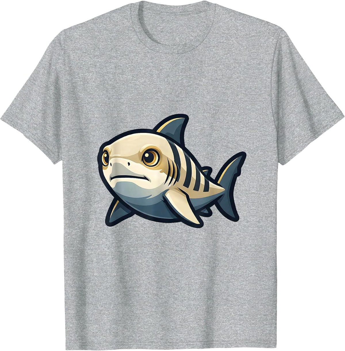 Men's Pyjama Shark Mascot Logo Funny Ocean Animal Lover T-Shirt - Heather Grey