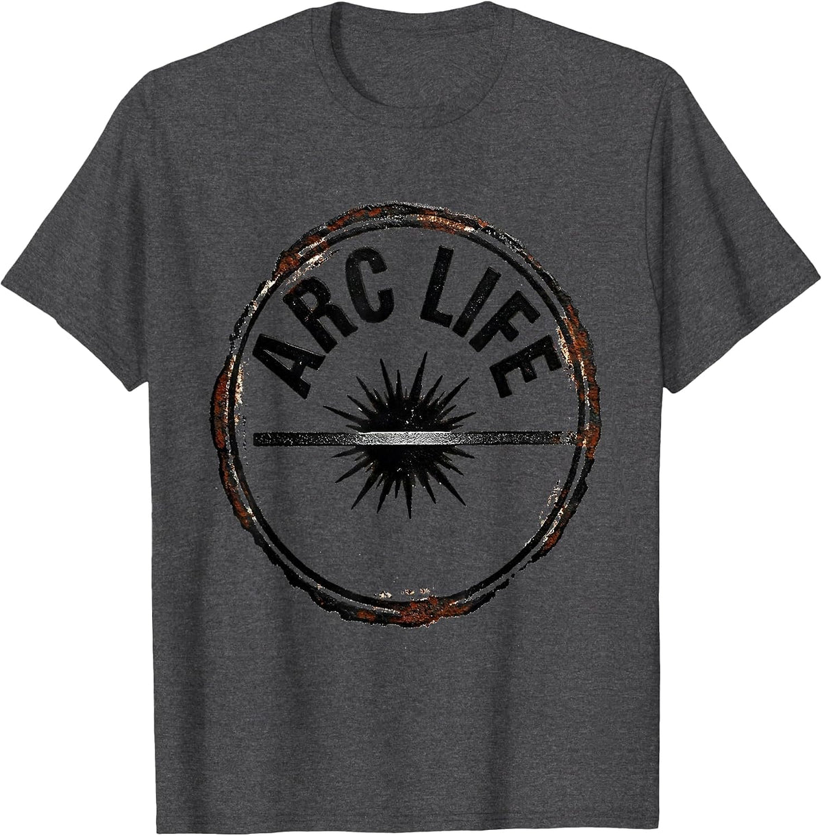 Men's Arc Life Rubber Stamp Welder Blue Collar Tradesperson Pride T-Shirt - Dark Heather Grey