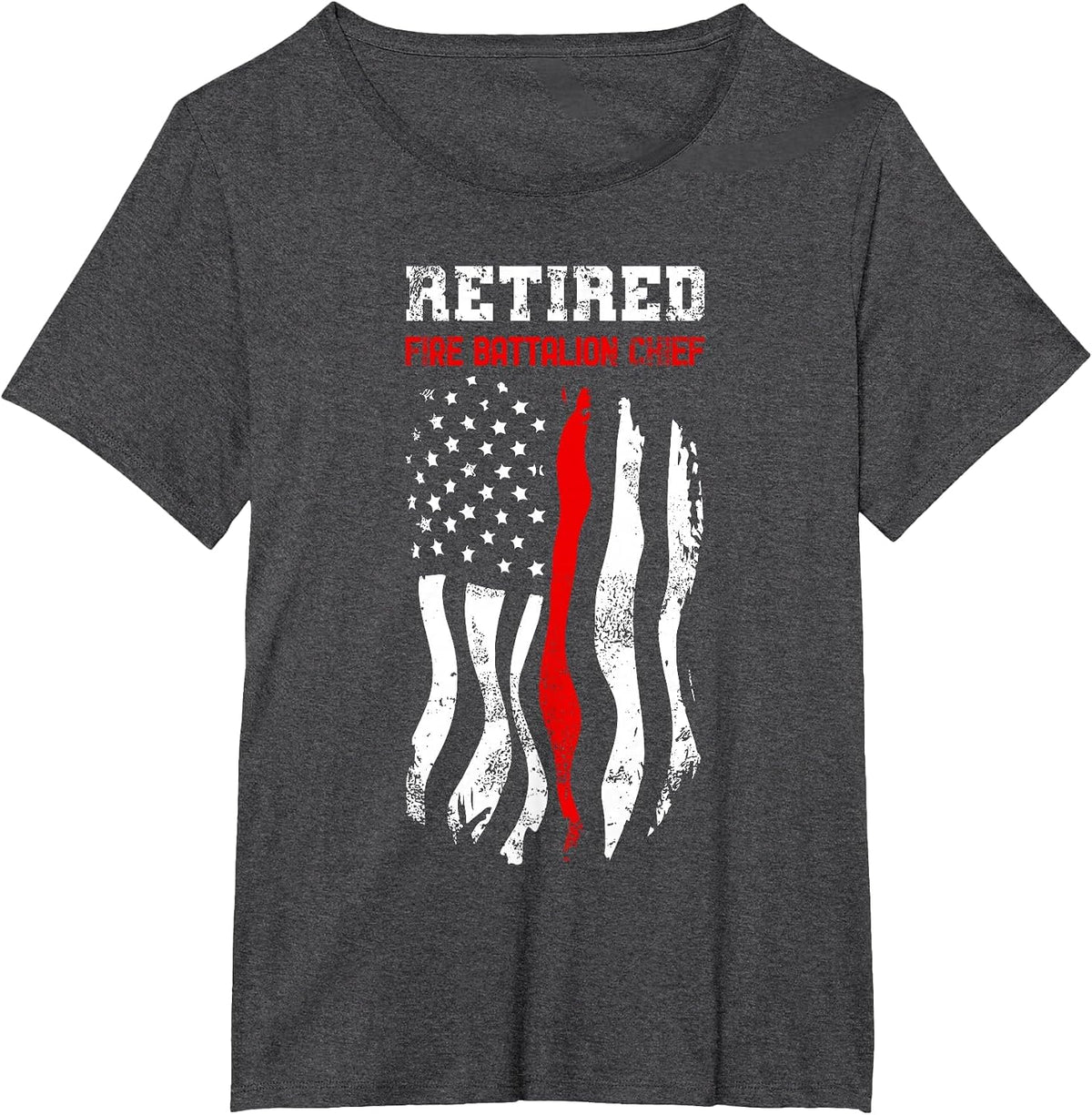 Retired Fire Battalion Chief American Fireman Fourth of July T-Shirt - Dark Heather Grey