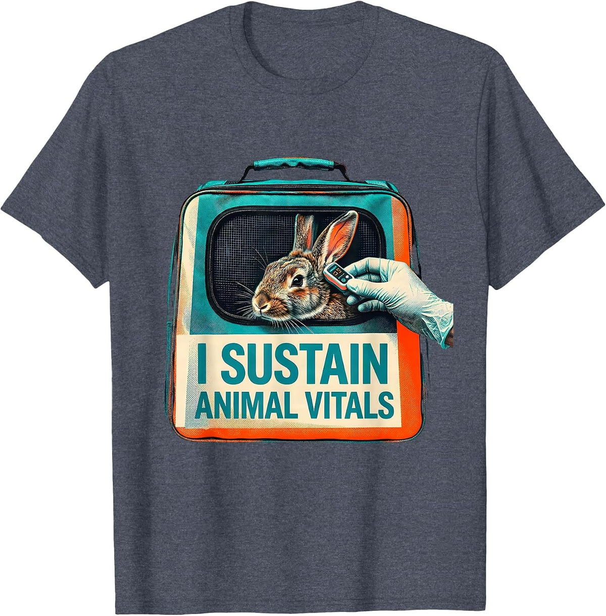 I Sustain Animal Vitals Funny Vet Tech Veterinary Medicine T-Shirt - Heather Blue