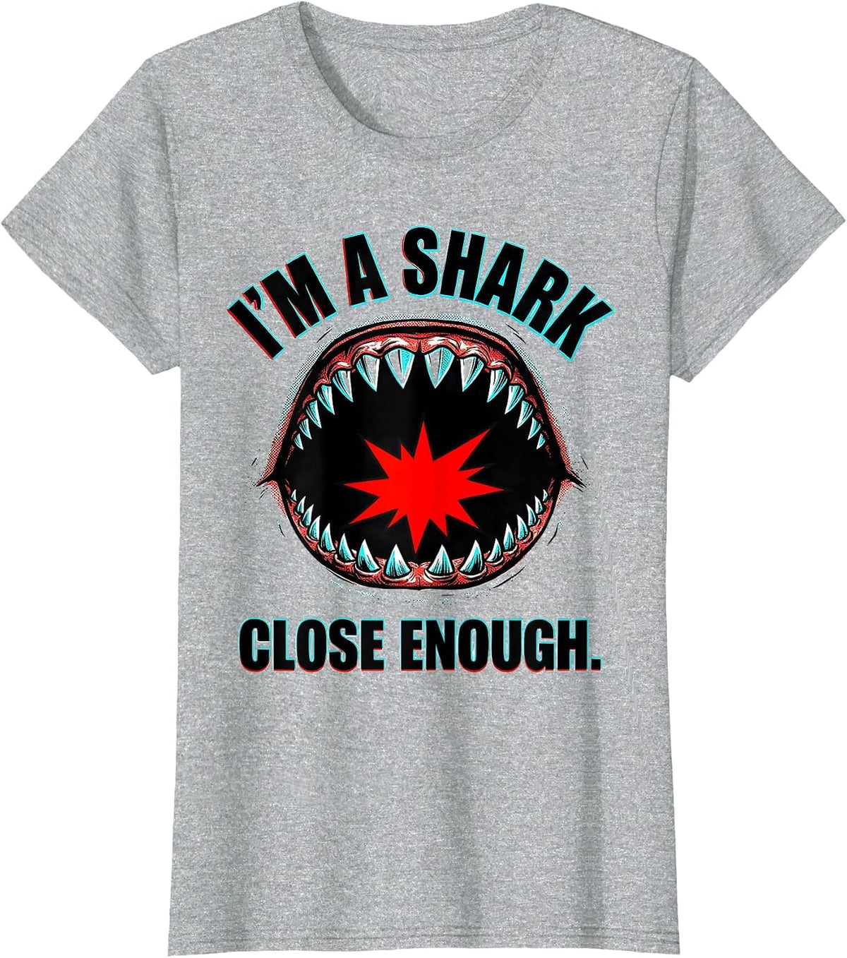 I'm A Shark Close Enough Pop Art Shark Lover Halloween T-Shirt - Heather Grey
