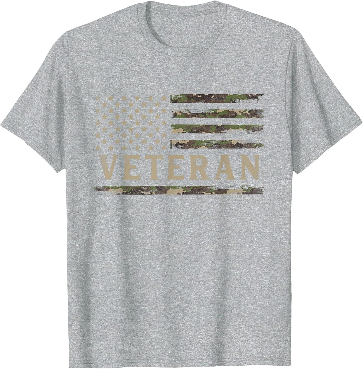 Camo Veteran Camourflage USA Flag Fathers Day Patriot T-Shirt - Heather Grey